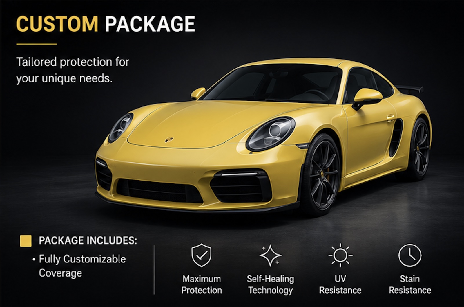 Custom package — Tailored protection for your unique needs. Coverage: Fully Customizable Coverage